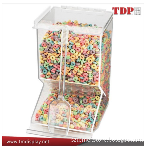Supermarket retailer store shop large platic Stackable Acrylic Cereal Dispenser/Wholesale Clear Acrylic Candy Bins with Scoop